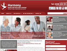Tablet Screenshot of harmonyhomeaidservices.co.uk